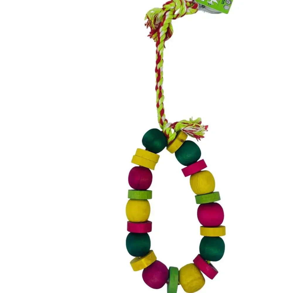 Rope And Multicolor Wooden Circle Bird/Parrot Toy Chew 14